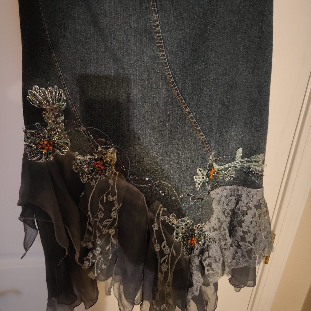 Beaded Demin Skirt S Size